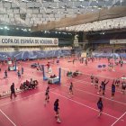 Imagen panorámica del pabellón Pisuerga con el aterrizaje de la Copa de España.