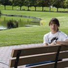 Lorena Sánchez, madre de David, en el parque de Laguna donde asesinaron a su hijo.