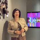 La profesora Pilar Panero durante la presentación de la exposición 'Masks' en el Museo de la Universidad de Valladolid, el MUVa