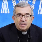 El arzobispo de Valladolid, Luis Argüello, durante la lectura de la carta pastoral para la primera quincena de febrero.