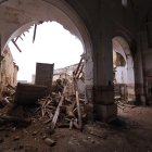 Imagen del estado actual del convento de San Bernardino de Siena en Cuenca de Campos tras el derrumbe del viernes 31 de enero.