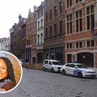 Bloque de pisos de Bruselas precintado tras el asesinato de Teresa Rodríguez, en el recuadro.