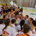 La Selección Española de hockey línea, campeona de Europa en sénior femenino.