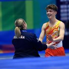 Carlos del Ser junto a su entrenadora Teresa Ginés.