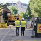 Obras en la calle Alonso Pesquera de Valladolid.