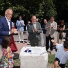 Carnero y López Cerrón durante la inauguración del carril de la calle Eras de Valladolid.