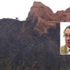 Efectos del incendio en Las Médulas y el arqueólogo Javier Sánchez Palencia.