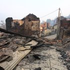 El pueblo de Lusio (León), arrasado por el fuego.