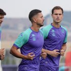 Javi Sánchez y Latasa en el entrenamiento del Real Valladolid.