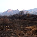 Efectos del incendio iniciado en la localidad de Yeres (León), y que ha afectado al paraje de Las Médulas