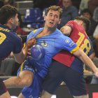 Alejandro Pisonero ante el Barça la pasada campaña en el Palau.