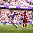 Escudero festeja su gol en el minuto 99, en el 3-2 ante el Mirandés.