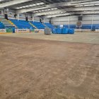 Vista parcial de las obras en la pista del polideportivo Hockey Canterac.