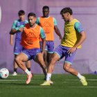 Javi Sánchez, durante el entrenamiento de este miércoles.