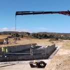 Trabajadores en las obras del tramo Langa-Aranda de la A-11