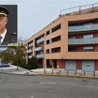 Bloque de pisos de La Flecha donde se encuentra la vivienda del jefe antidroga de la Policía de Valladolid, con el detenido en la imagen pequeña arriba.