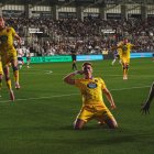 Chuki celebra el gol que dio la victoria al Real Valladolid en El Plantío frente al Burgos.