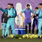 Tevenet (izquierda) en su primer entrenamiento con el Real Valladolid.