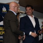 Gonzalo Cebrián (a la derecha) junto al seleccionador nacional Luis de la Fuente en Los Desayunos de la APDV.