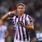 Chuki celebrando un gol con el Real Valladolid.