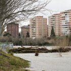 El río Pisuerga crece a su paso por Valladolid.