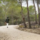 Un paseante recorre los senderos recién arreglados.