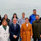 Salva Puig y Amaia en el sorteo de la Copa en san Sebastián.