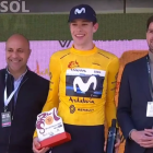 Iván Romeo con el jersey amarillo de líder de la Vuelta a Andalucía.