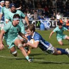 Una acción del partido entre VRAC y Barça en Pepe Rojo.