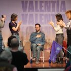 Irene Montero, Miguel Ángel Llamas, Ione Belarra en el cierre de campaña electoral de Podemos