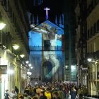 Iluminación de las fachadas de la Plaza mayor y de la Vera Cruz con motivos de la semana Santa.