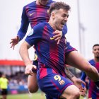 Barberá celebra su reciente gol al Espanyol B.