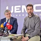 Lorenzo Alonso y David Barrio en la rueda de prensa de balance en la UEMC.