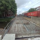 Plataforma colocada sobre el río Esgueva para la tercera vía