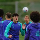 Galde en un entrenamiento con el primer equipo.