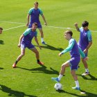 Chuki, con el balón, en el entrenamiento del martes.