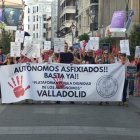 Manifestación de trabajadores autónomos por las calles de Valladolid.