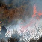 Incendio forestal en Villaquilambre (León) el pasado mes de septiembre.