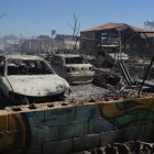 Un día después del incendio frente al colegio San Agustín, en Pinar de Jalón
