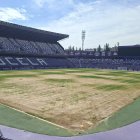 Césped del Estadio José Zorrilla en proceso de regeneración.