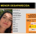 Mensaje que anuncia la desaparición de la menor de 16 años.