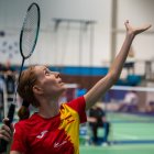 Marta Fernández, defendiendo a españa en el Europeo Senior.