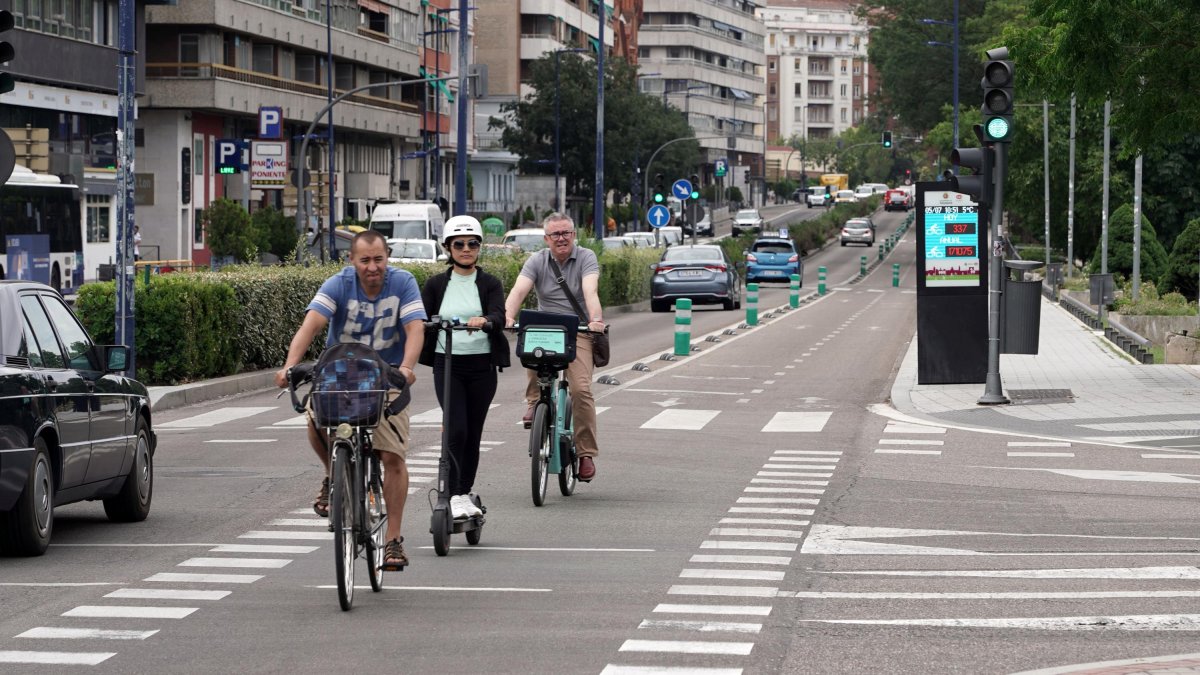 Actual carril bici del paseo de Isabel la Católica de Valladolid.