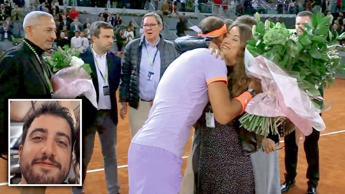 Rafael Nadal apoya a la familia de Sergio Delgado instantes antes de su partido de segunda ronda