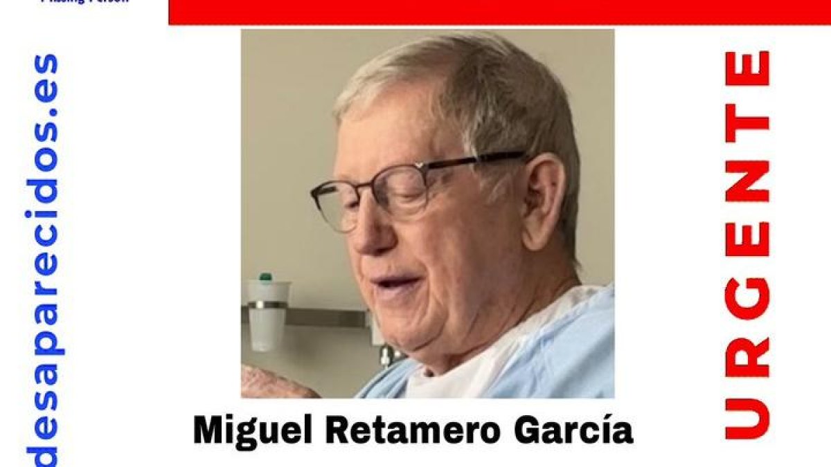 Cartel de la desaparición de Miguel Retamero, de 88 años.