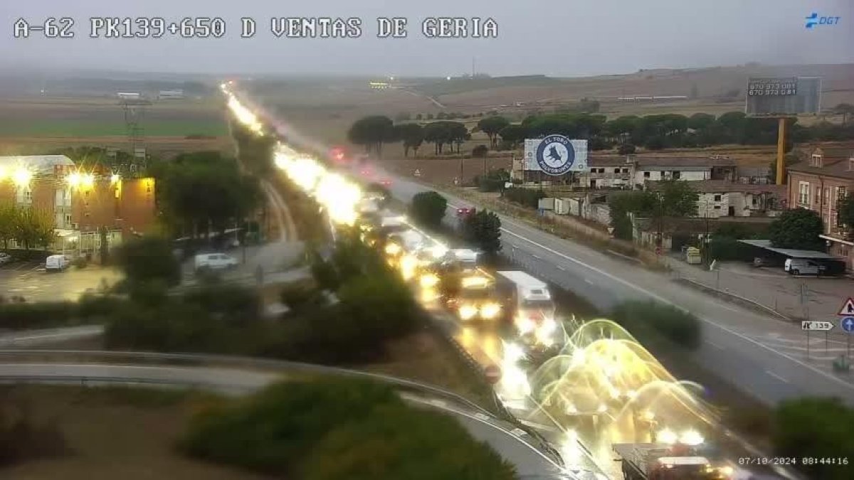 Imagen que ofrece la DGT sobre las retenciones en la A-62 en Simancas.- EUROPA PRESS