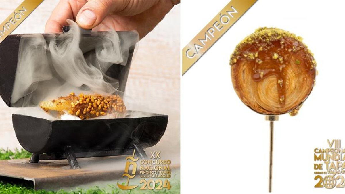 Los pinchos ganadores del concurso Nacional ('Los Lunes al Sol') y del Mundial ('Pucela Roll')