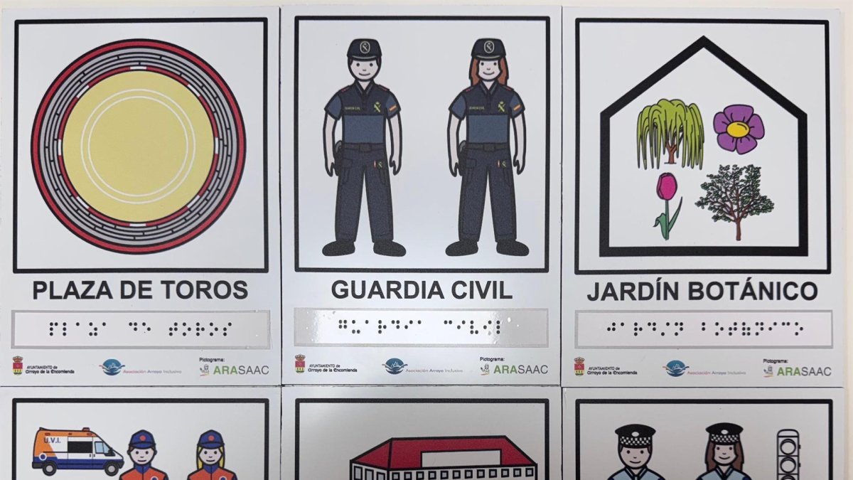 Imagen de los pictogramas inclusivos en edificios y espacios públicos, bares y comercios