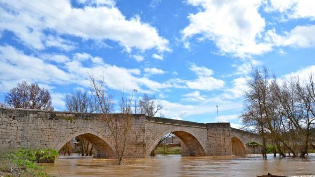 Puente romano sobre el río Duero a su paso por Puente Duero.