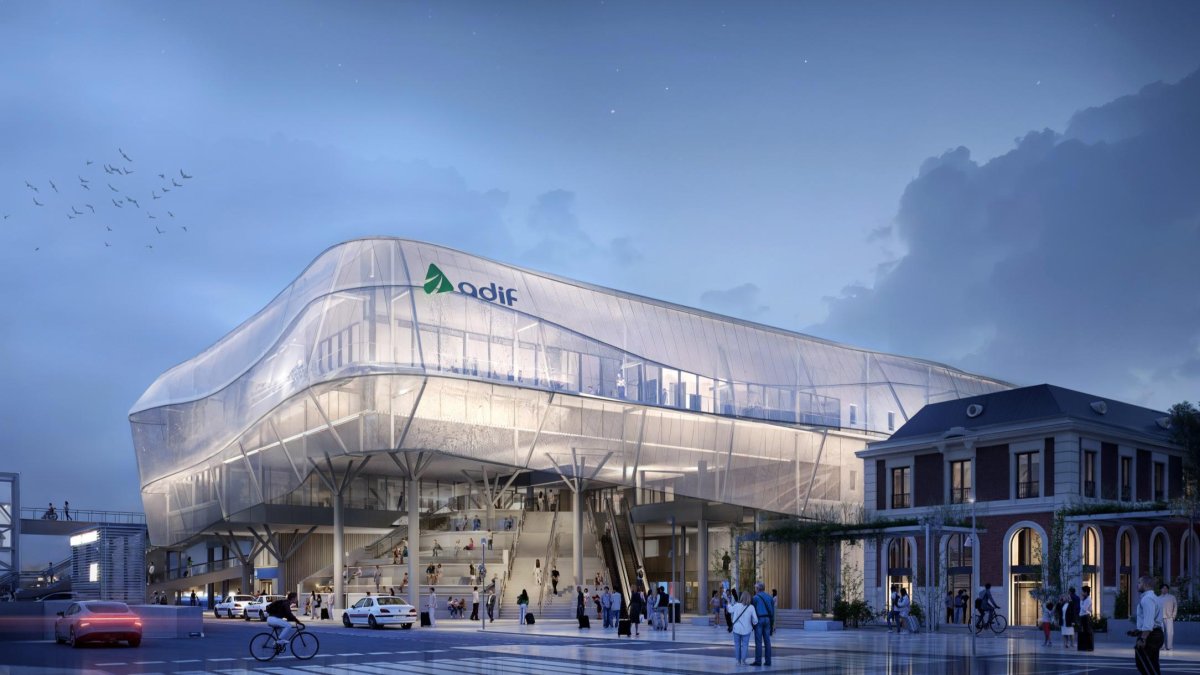 Recreación virtual de la nueva estación de tren de Campo Grande de Valladolid.